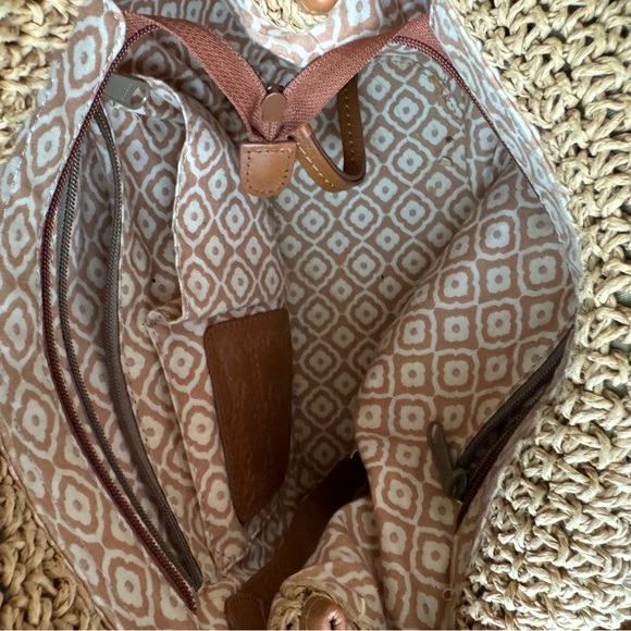 Brighton London Groove Raffia Handbag Tan Bag Leather Trim - Picture 11 of 11